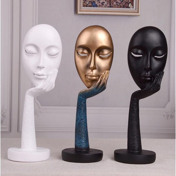 

decorative resin modern human meditators abstract lady face character statues sculpture art crafts figurine home display