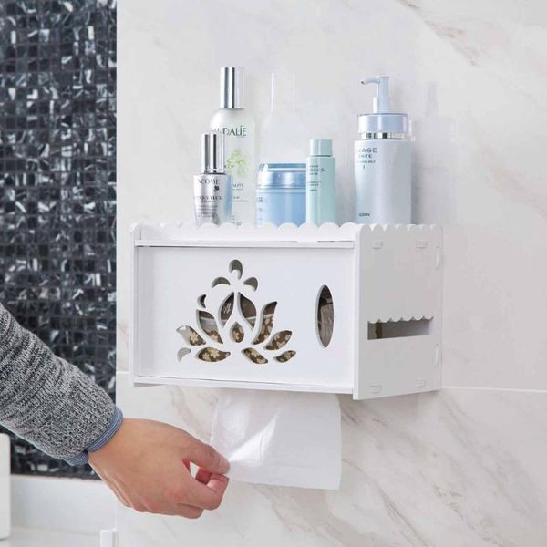

tissue boxes & napkins wood plastic waterproof box paper towel holder wall mounted wc roll stand case storage bathroom accessories