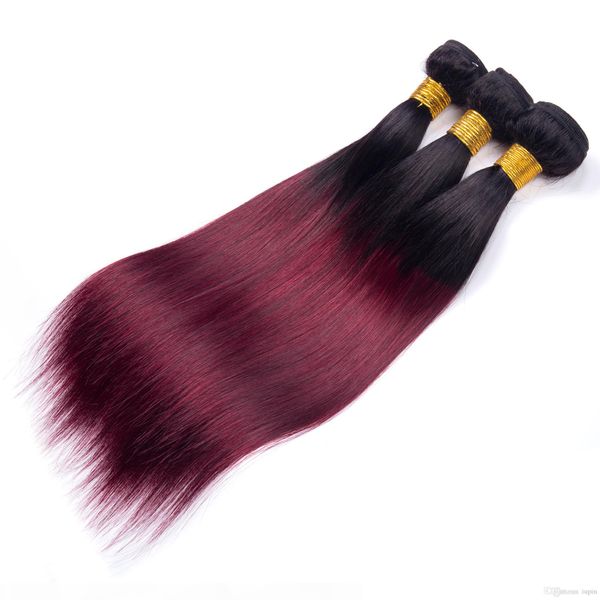

brazilian virgin human hair straight wave ombre 1b-99j human hair extension peruvian malaysian indian straight hair weaving shipping free, Black