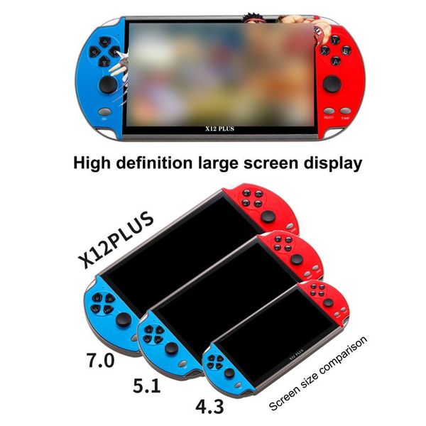 

x12 plus 16gb handheld double joystick 7 inch game controller spupport av output tf card video music