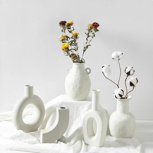 

vases nordic ins ceramic table flower vase art white vegetarian pot home living room decorations ornaments crafts