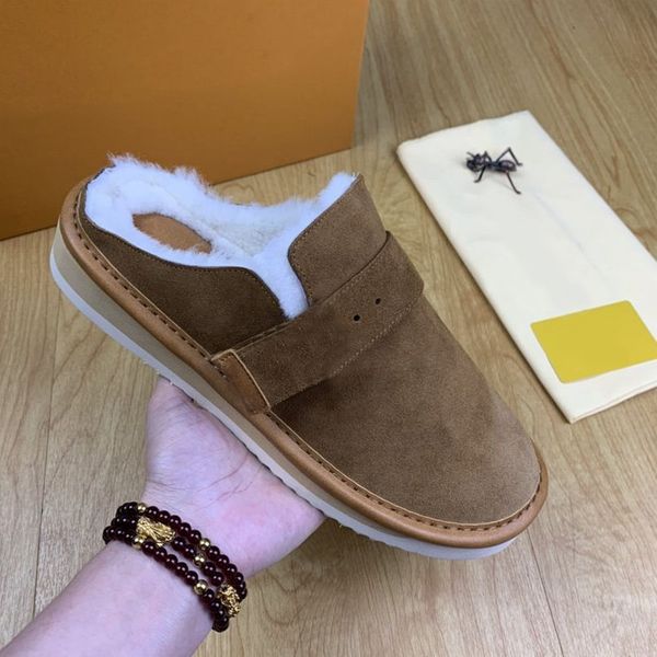 

2021 new men shoes designer slippers sneaker monograns cozy mule shearling casual shoes sneakers loui with box eur 38-44, Black