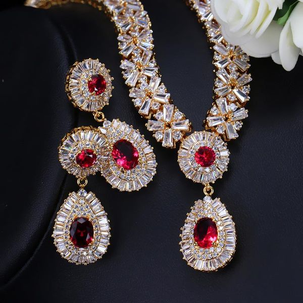 

earrings & necklace and set zircon two-piece banquet engagement wedding jewelry, Silver