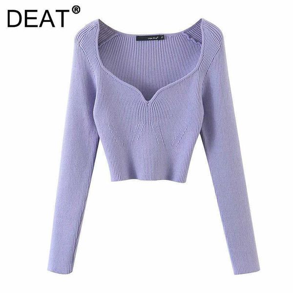 

deat autumn winter short square collar thin knitted pullovers sweater loose v-neck long sleeve women fashion 13u090 210805, White;black
