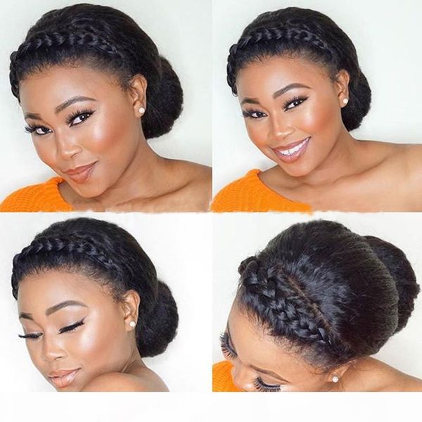 

popular natural soft black curly wavy long wigs with baby hair heat resistant glueless synthetic lace front wigs for black women, Black;brown