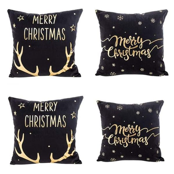 

pillow case 4pcs black christmas bronzing throw cushion cover 45x45cm