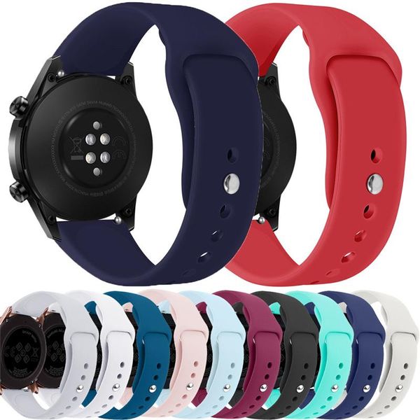 

watch bands 20mm 22mm silicone band for samsung active 2 40mm/44mm strap galaxy 3 41/45mm gear s3 46mm bracelet huawei gt2, Black;brown