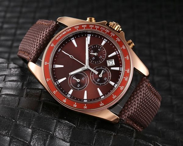 

2021 luxury watches six stitches series all dials working quartz designer watches amn brand fashion starp mens wristwatches, Slivery;brown