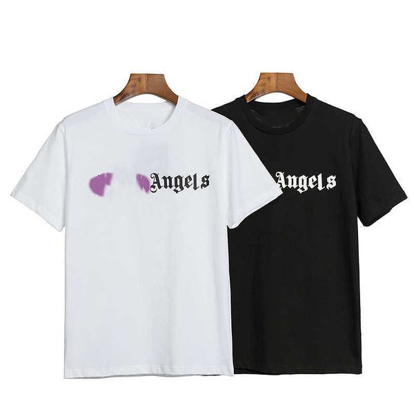 

pa 2021 fashion angel big letter printed cotton short sleeve t-shirt, White;black