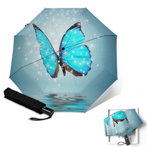 

umbrellas automatic folding umbrella female butterfly painting rain women unique windproof paraguas portable travel parasol