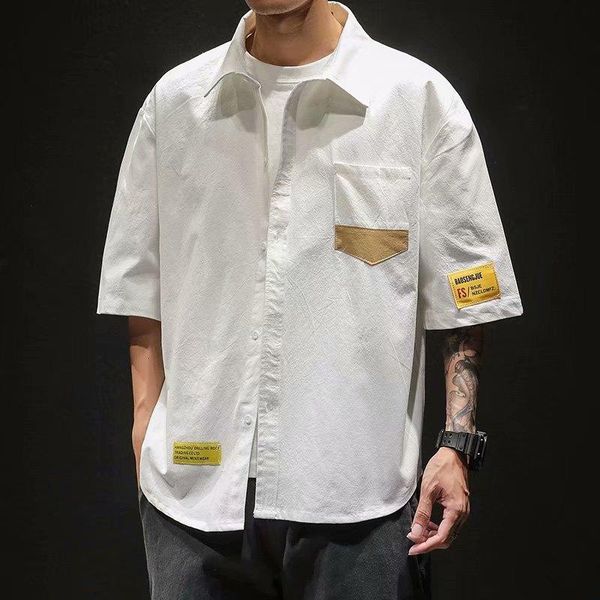 

men's casual shirts 2021 summer 100% cotton for men breathable military short sleeve cargo shirt male pocket work, White;black