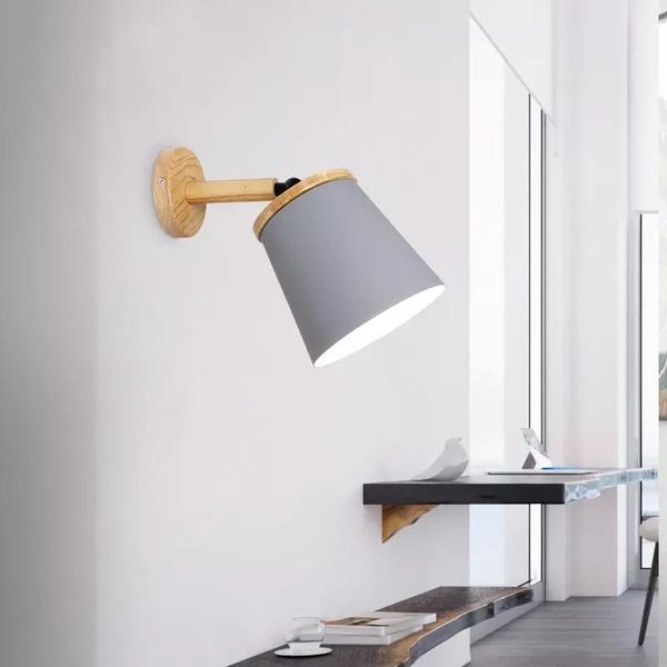 

wall lamps 180 degree adjust angle wooden light simple creative e27 bulb indoor led lamp bedroom bedside corridor el fixtures