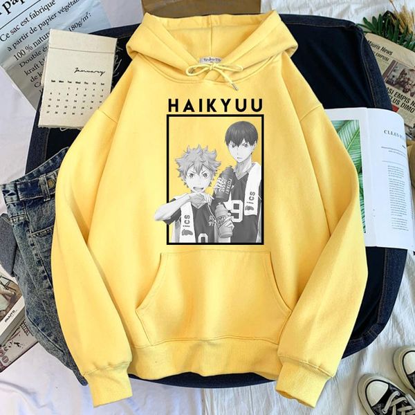 

men's hoodies & sweatshirts anime haikyuu black hinata and kageyama male pullovers autumn fashion sweatshirt casual hoodie for mens com