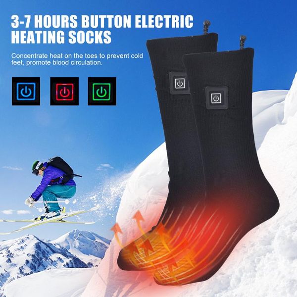 

winter electric heated socks 3.7v 2200mah rechargeable thermal 3 level heating breathable and quick-drying for cycling sports, Black