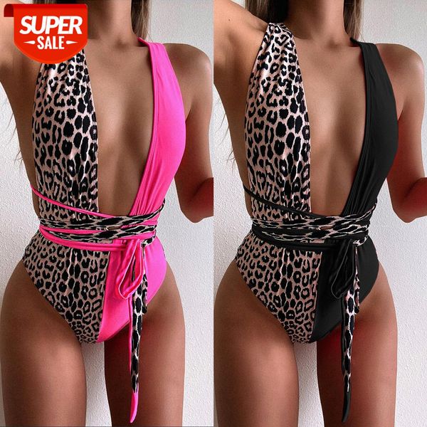 

bathing suits swimsuit bikini ladies one-piece leopard stitching straps #ln8j, White;black