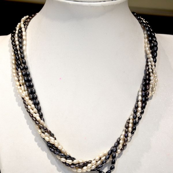 Diretamente Ing Women S Pingentes Maxi Collares Hematite e Arroz Pearl Handmade Gargher Colar