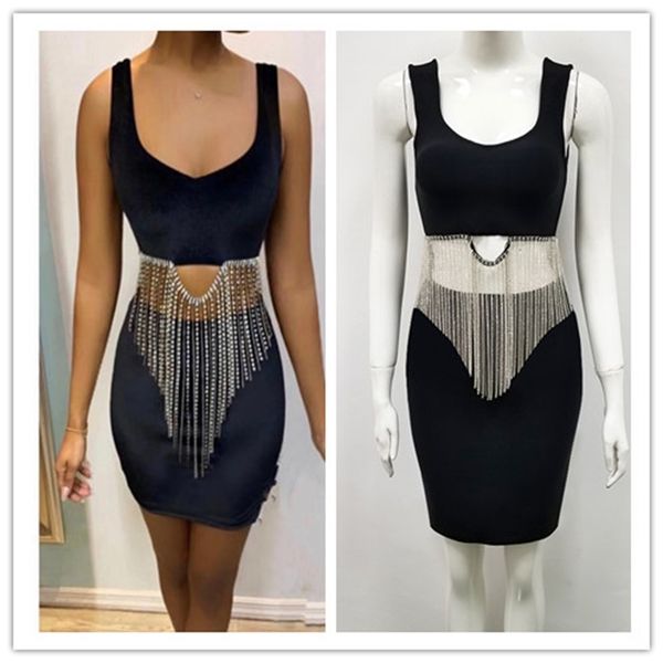 

black crystal borla rayon bandage club dressed in party 3n6p, White