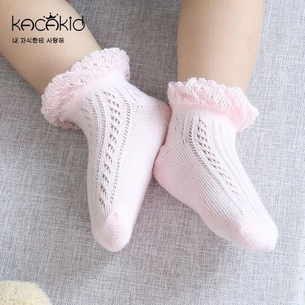 

socks baby summer fishnet kids children boys girls cute cotton wrinkle wave ka1246, Pink;yellow