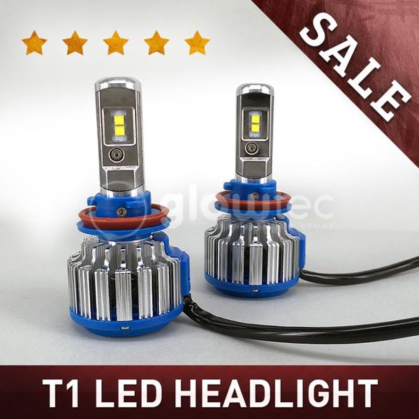 

car headlights led headlight t1 auto h1 h3 h4 h7 h11 9005 9006 35w 6000k white super bright glowtec