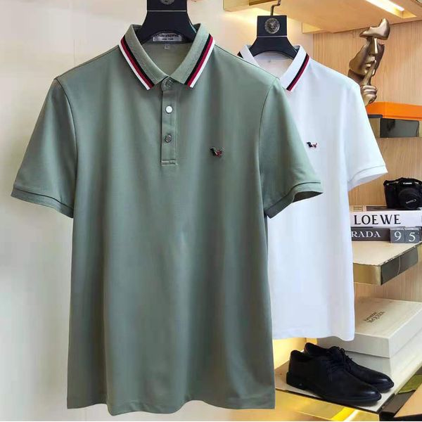 

2021 fashion summer tide brand men's tees & polos embroidery casual lapel mercerized cotton short-sleeved shirt m-3xl, White;black