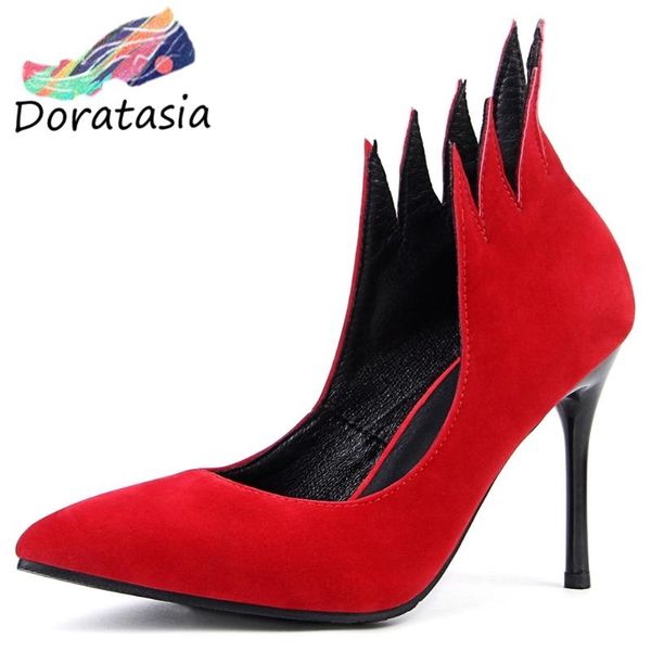 

dress shoes doratasia elegant thin high heels pointed toe decorating pumps women fashion western summer autumn shallow, Black