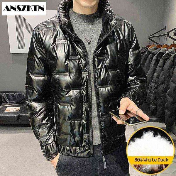 2020 Nova Moda Duck White Down Jacket Inverno Homens Homens Em pé Collar Zipper Bolso Down Casacos Canada Casaco Masculino G1115