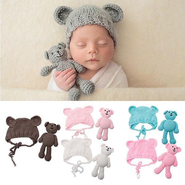 

newborn baby girl boy pgraphy prop p crochet knit costume bear +hat set xx9f, Yellow