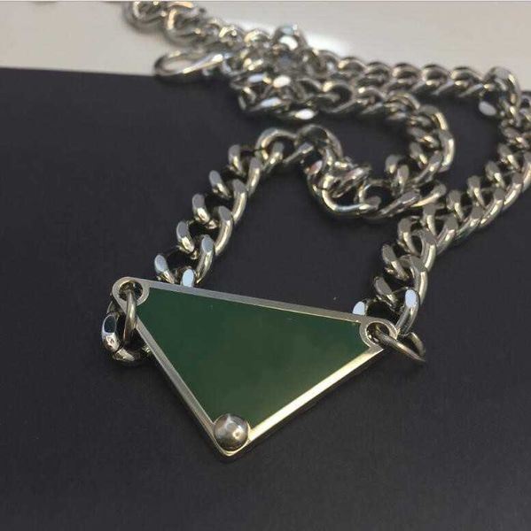 

2021 european american inverted triangle letter necklace men and women cold wind hip hop silver clavicle chain net red explosion high