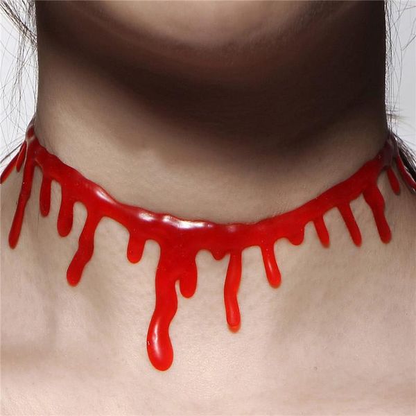 

chokers gothic punk halloween red blood drip necklace for women dripping unique choker necklaces horror party jewerly, Golden;silver