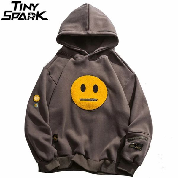 

men's hip hop hoodie, street cloth, pockets zippers, patch, harajuku style, cotton, polar lining, gray and white, 2021, Black