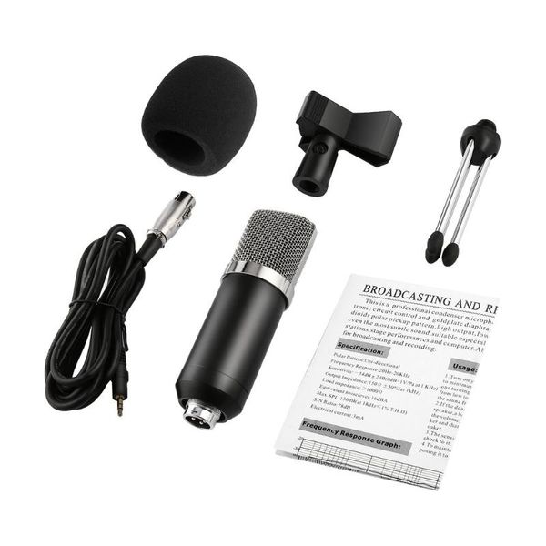 

professional round head handheld condenser microphone computer microphone stand tripod wired 3.5mm jack for recording studio