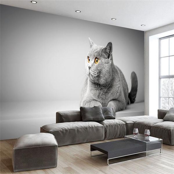

wallpapers 3d cartoon animal canvas cat wallpaper wall sticker murals children's room art poster stickers living bedroom home decoratio