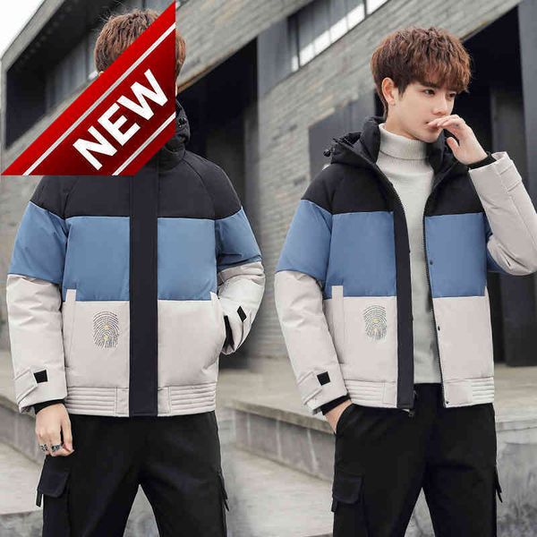 

new men's white duck down jacket warm hooded thick puffer coat male casual overcoat thermal winter parka, Black
