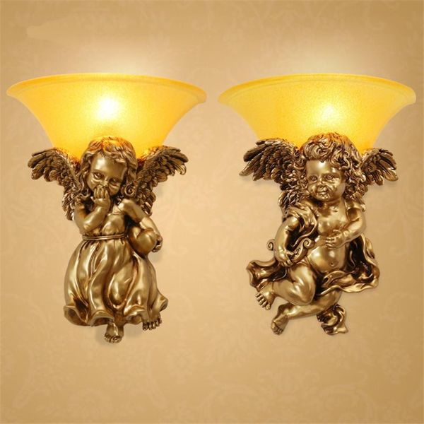 

wall lamp european angel baby resin lamps bedroom bedside living room aisle dining sconces lights children's lighting