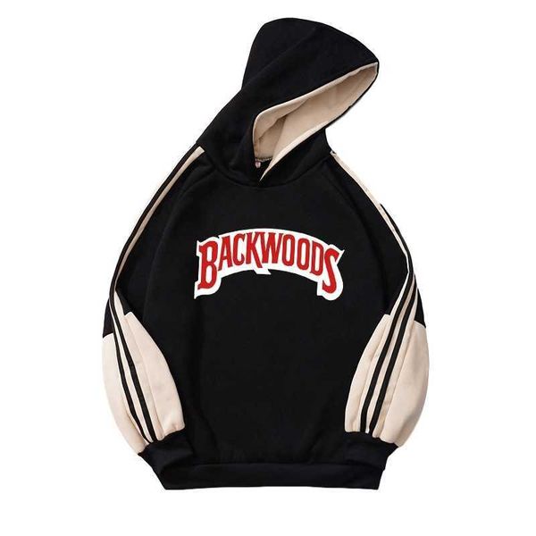 

autumn and winter new backwoods printed sportswear men's hip hop hoodie, Black