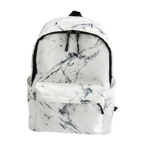 

ergonomic water resistant backpack casual school bag gym adjustable strap marble print large capacity lightweight portable
