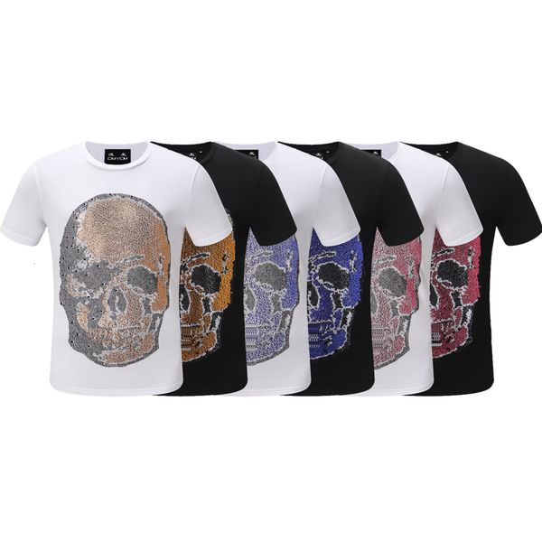 

2021 pp bag packagingmens designer t shirt summer new crystal skull print t-shirt men fashion hip hop tshirt brand clothing ovke, White;black
