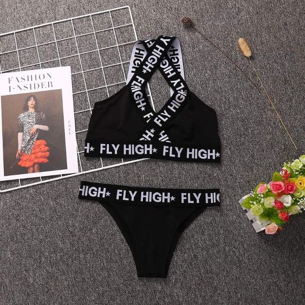 

gym clothing women exercise fitness yoga sports bra set cross back letter print wide strap unlined summer underwear casual,, White;black