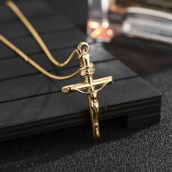 

pendant necklaces fashion choker for women 2021 cross crystal rhinestone chain necklace men punk chains jewelry gift, Silver