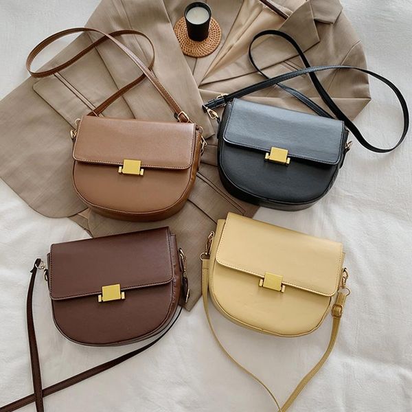 

shoulder bags fashion retro plain women handbag pu leather casual totes female elegant all-match daily