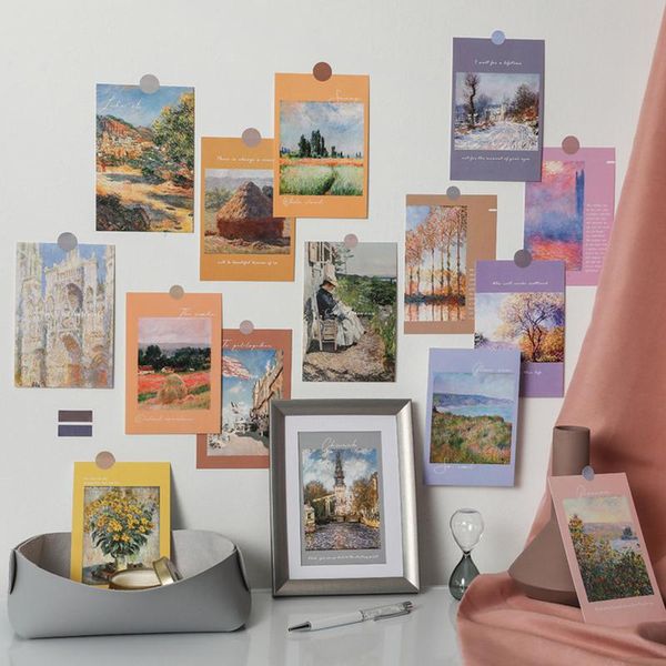 

gift wrap 15 sheets world famous oil painting ins wall decorative card greeting postcard birthday stationery school supplies