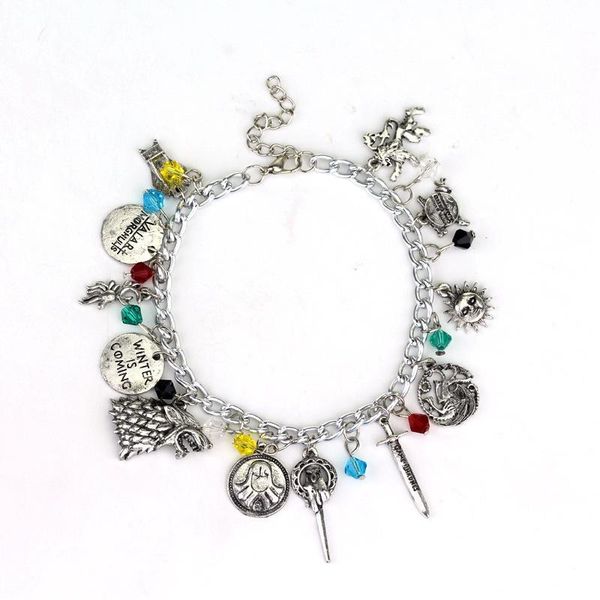 

charm bracelets dragon wolf bracelet song-of--fire vintage punk norse mythology men women wholesale, Golden;silver