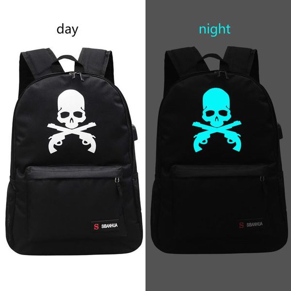

backpack printing luminous fashion all-match student bag with usb charging