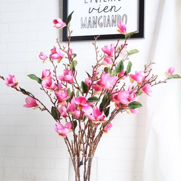 

decorative flowers & wreaths 90cm magnolia artificial branches fake silk vase arrangment orchid for home el garden wedding decor