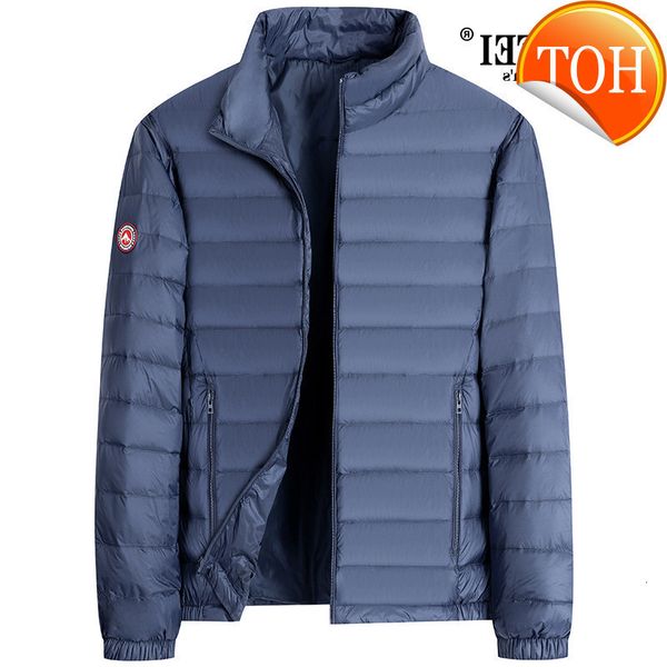 

oversized 5xl 6xl 7xl new arrival suepr large autumn winter men stand collar light down jacket white duck thin casual coats, Black