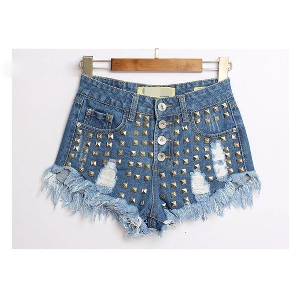 

summer spike rivet women's shorts jeans brand women 's fashion denim studded festival plus size vintage s -xxxl 04k2, White;black