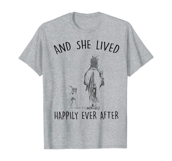 

and she lived happily ever after horse equestrian shirt gift, White;black