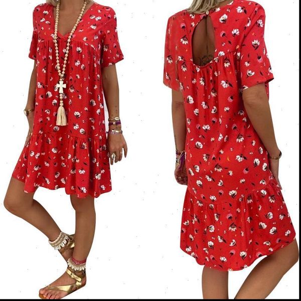 

women knee length sundress slim summer floral printing chiffon dress fanshion loose v neck gradient print elastic dress, Black;gray