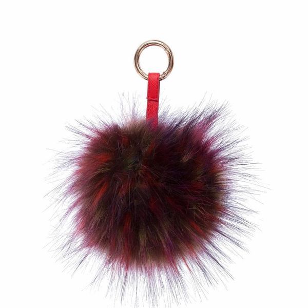 

15cm fluffy raccoon fur ball keychain pom key chains bag car ornaments pendant rings llaveros mujer chavei qylzdg, Silver