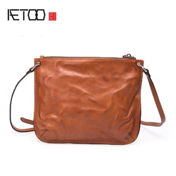 

HBP AETOO Top-layer Cowleather Art Small Slant Bag, Retro Personality Simple Shoulder Bag, Hand-made Leather Men's Bag, Khaki